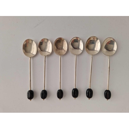 944 - A set of six bean top coffee spoons, Birmingham 1946