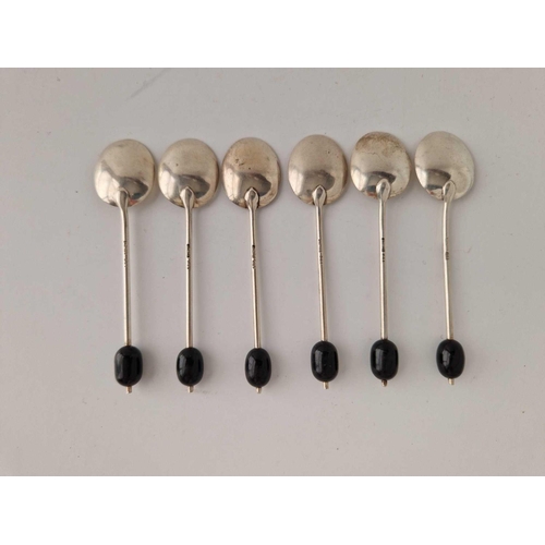 944 - A set of six bean top coffee spoons, Birmingham 1946