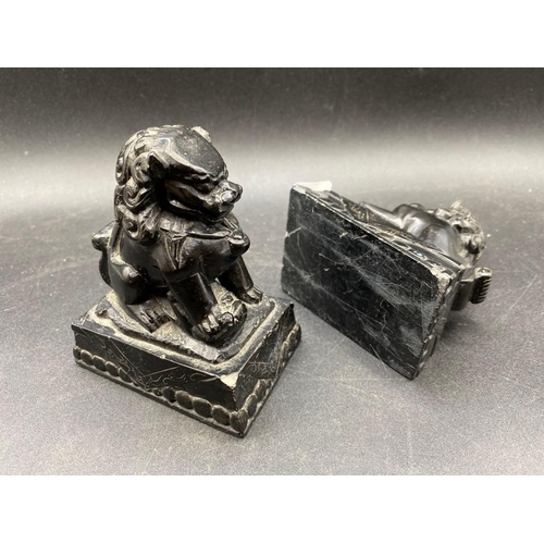 1816 - A pair of carved stone Dogs of Foe, 4 inches high