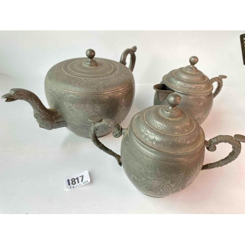 1817 - A Chinese pewter tea set by Lonkee Swatow