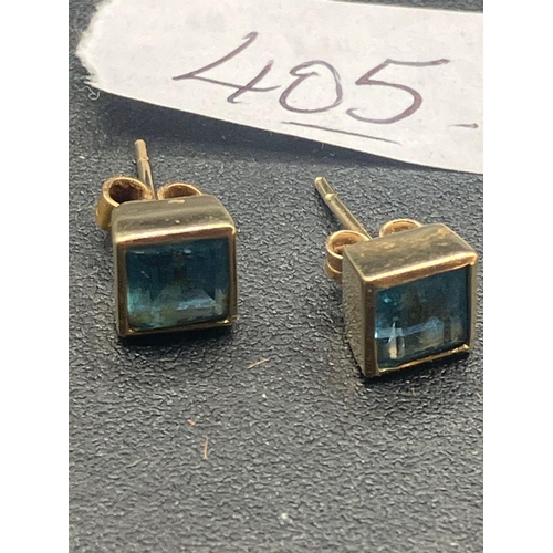 405 - A pair of 9ct blue topaz earrings 1.8g