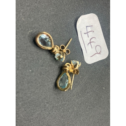 449 - A pair of aquamarine drop earrings