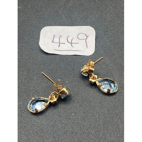 449 - A pair of aquamarine drop earrings