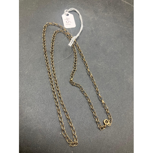 451 - A chain necklace 9ct, 22.5 inch, 4.6 g