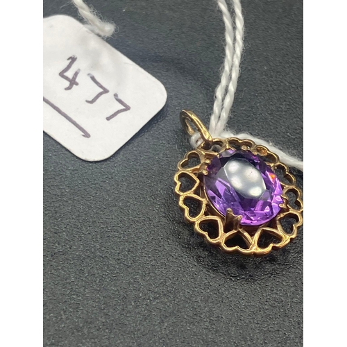 477 - A amethyst pendant 9ct 1.8 g