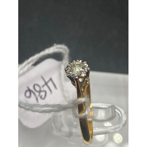 486 - A solitaire diamond ring, 18ct, size O, 2.3 g