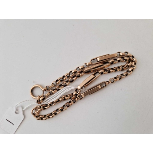 1 - A FANCY GOLD LINK ALBERT NECKLACE 14 INCH 14.5 GMS