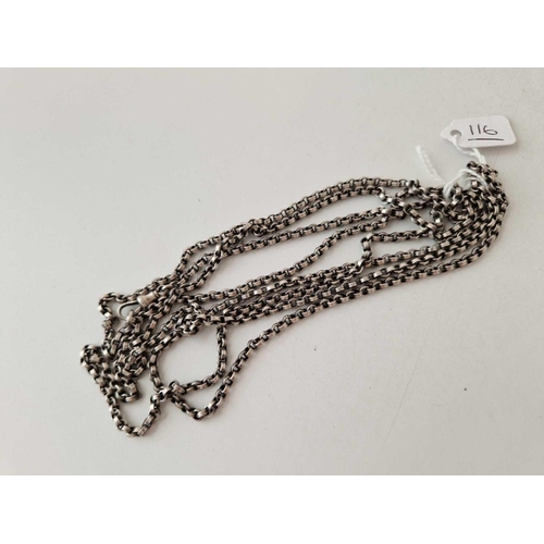 116 - A antique Victorian silver guard chain length 60 inch