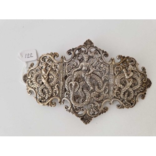 122 - A good large Indian silver belt buckle