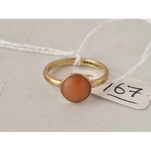 167 - A coral single stone 9ct ring size M 2.3g