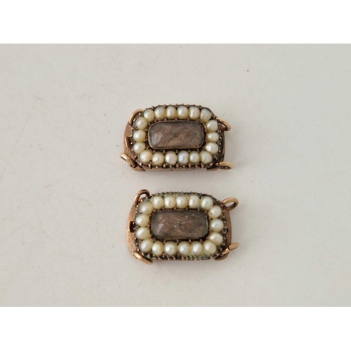 197 - Two antique gold and pearl memorial clasps 5.9 gms