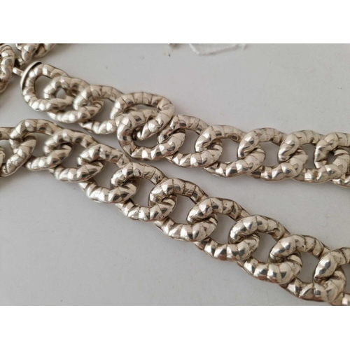 207 - A large fancy link silver necklace 20 inch 84 gms