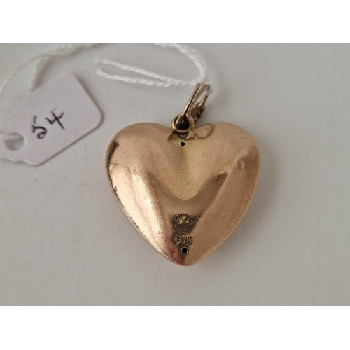 54 - A EARLY VICTORIAN LARGE GOLD AND DIAMOND HEART PENDANT 13.2 GMS BOXED