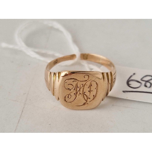 68 - A gents antique signet ring Birm 1916 in 9ct rose gold size Q    4.5g