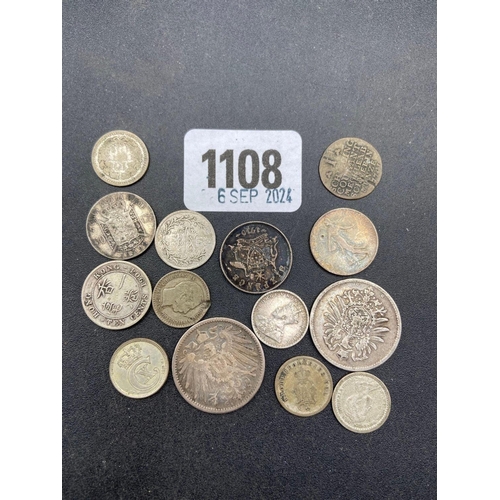 1108 - Foreign silver coins, 31g