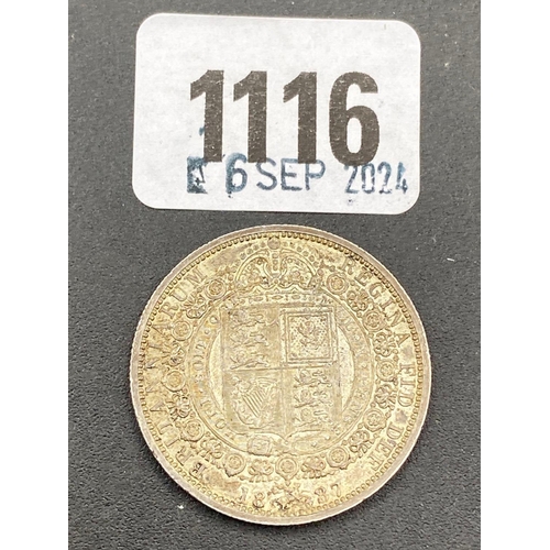 1116 - Half crown 1887, good grade