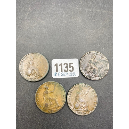 1135 - Pennies 1831, 2 x 1855 + 1858