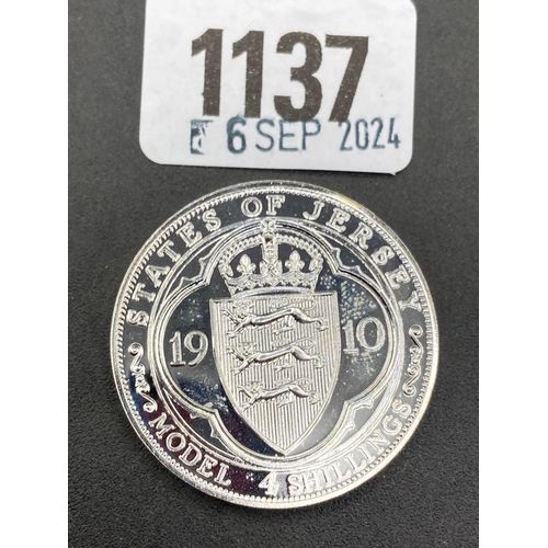 1137 - George V model four shillings, dated 1910