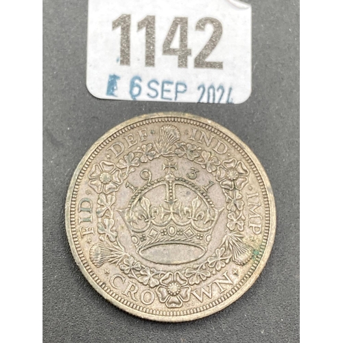 1142 - Wreath crown 1931, better grade