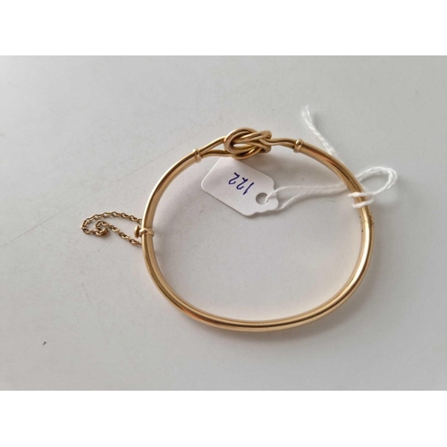 122 - A ANTIQUE KNOT BANGLE 15CT GOLD 14 GMS