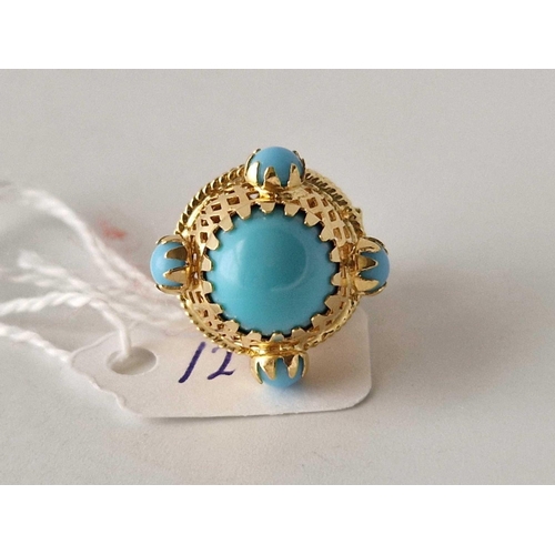 129 - A TURQUOISE PENDANT 18CT GOLD 5.4 GMS