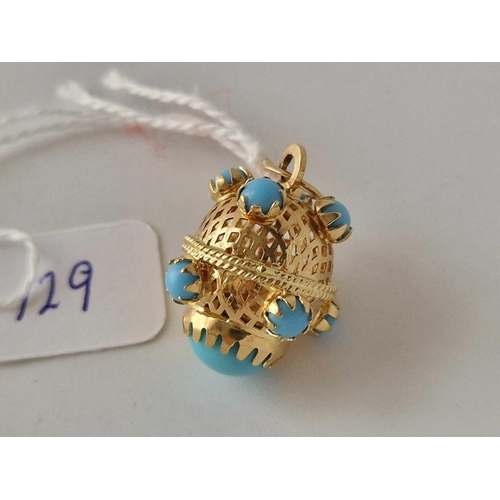 129 - A TURQUOISE PENDANT 18CT GOLD 5.4 GMS