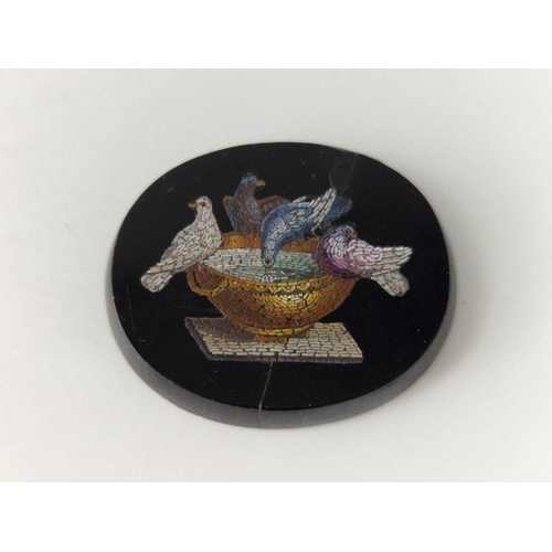 139 - A Victorian oval unmounted micro mosaic of the birds of Pliny 34 X 28 mm