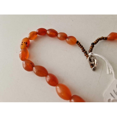 165 - A orange glass bead necklace 15 inch