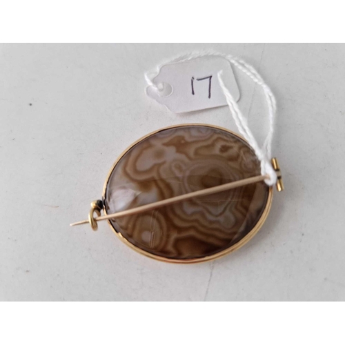 17 - A gold mounted banded agate brooch