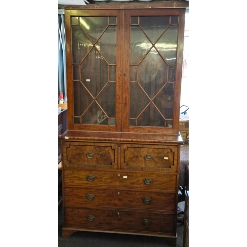 1707 - A large Regency period secretaire book case with well fitted interior