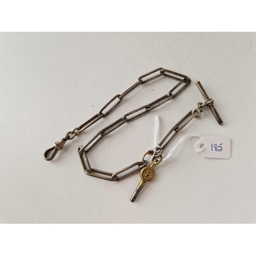 185 - A silver long link albert 13 inch