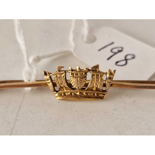 198 - A crown brooch 9ct 2 gms