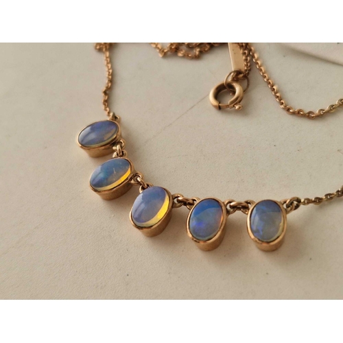 254 - A Opal necklace 9ct 16 inch