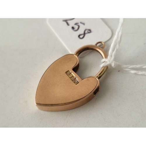 258 - A Edwardian rose gold engraved padlock 9ct AF 2.8 gms