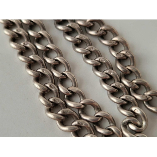 298 - Two silver Albert chains but t-bars are not silver, 46 g