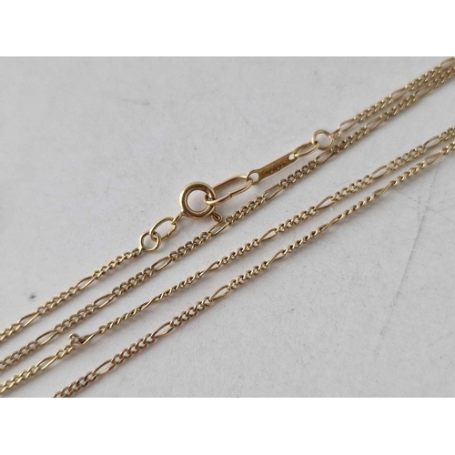 322 - A figaro neck chain, 9ct, 18 inch, 1.5 g