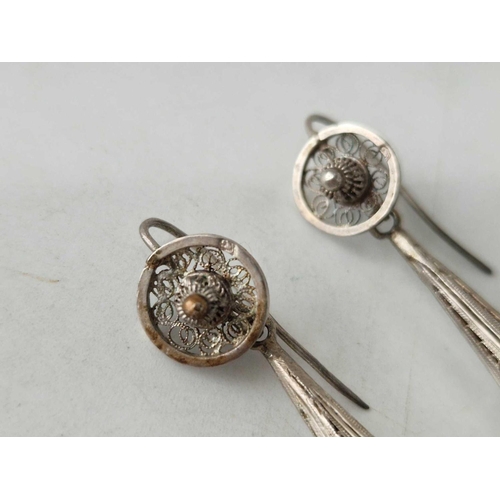 35 - A pair of Victorian filagree drop earrings 2.5 inches length