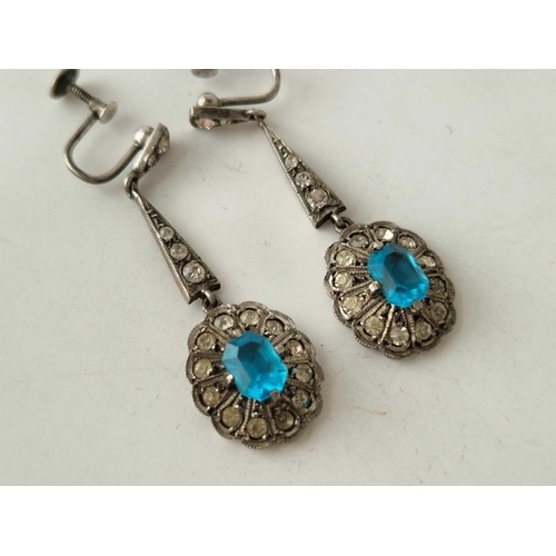 351 - A pair of art deco silver and paste cluster earrings