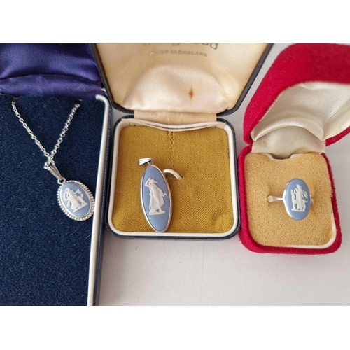 402 - Three items of silver and Wedgwood jewellery boxed