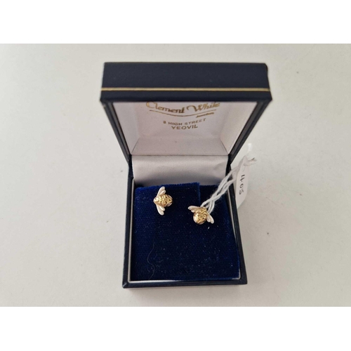 405 - A pair of gold and silver bee shaped earrings by Kit Heath boxed