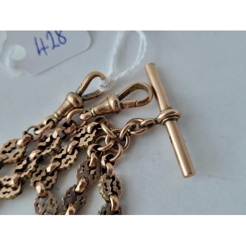 428 - A ANTIQUE FANCY DOUBLE ALBERT CHAIN 9CT 15 INCH 15 GMS