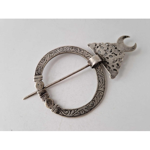 439 - A tribal silver cloak pin 4.5 inch