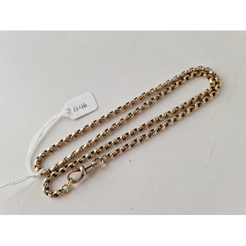 446 - AN ANTIQUE NECK CHAIN WITH DOG CLIP CLASP, 9ct, 21 inch, 17.4 g