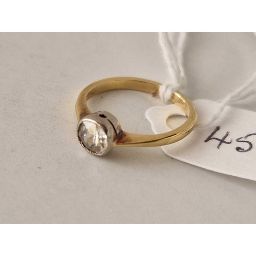 454 - A antique collet set diamond ring 0.45 carat set in gold size F