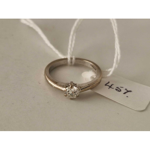 457 - A white gold solitaire ring 0.30 carats 18ct gold size K 3.4 gms