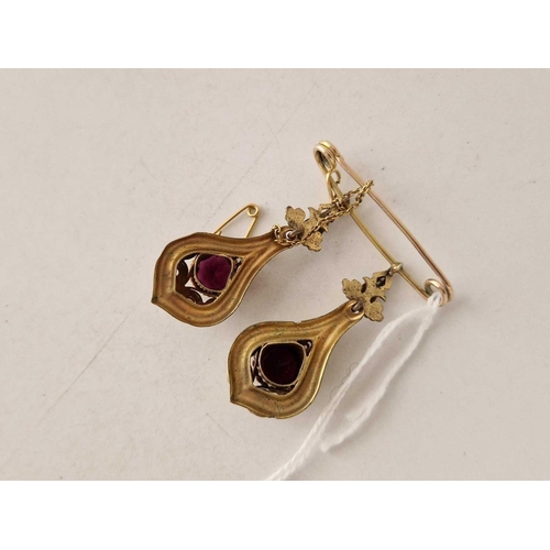 460 - A pair of gold converted earrings on pin