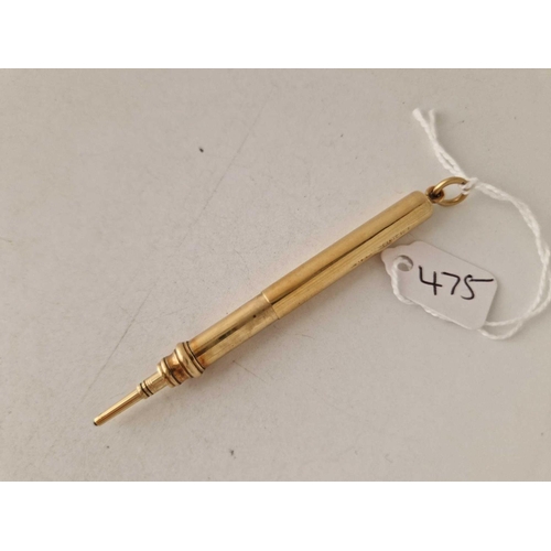 475 - A RETRACTABLE 18CT GOLD PENCIL BY S MORDEN 14.5 GMS