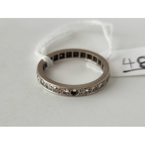 48 - A white gold and diamond eternity ring one stone missing size Q 3.6 gms