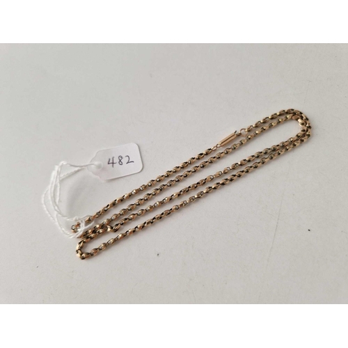 482 - A fancy link chain with cylinder clasp, 9ct, 18 inch, 5.3 g