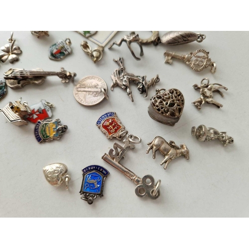 512 - A quantity of assorted silver charms, 61 g